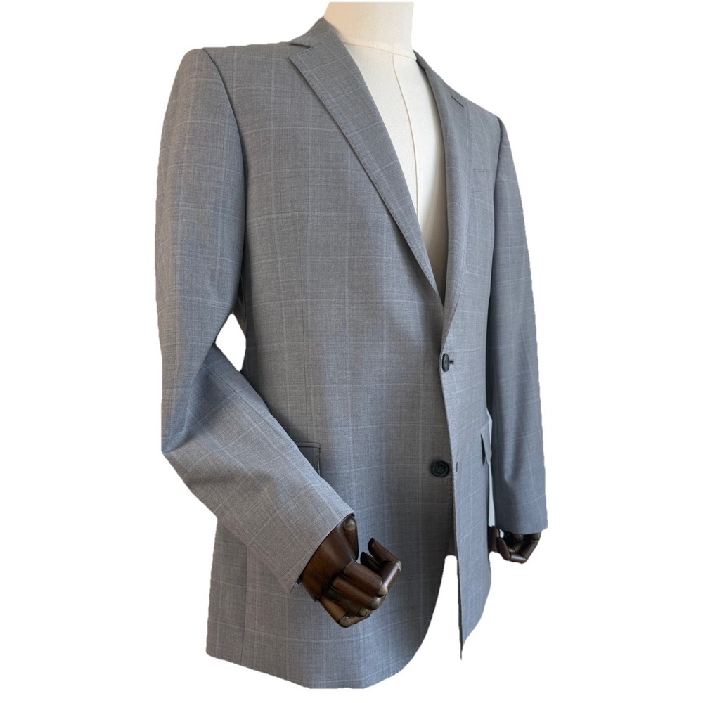 Brooks‎ Brothers Explorer Fitzgerald  Windowpane Blazer Wool Blend Gray